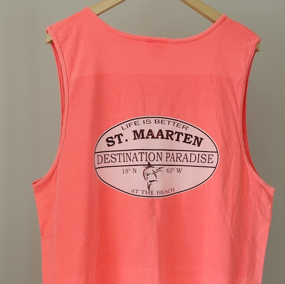 St. Maarten Muscle Tank Tee Size Large Logo Cotton - Picture 7 of 9